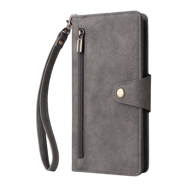For Samsung Galaxy S26 5G Rivet Buckle 9 Cards Three Fold Leather Phone Case