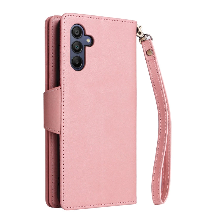 For Galaxy A16 5G Rivet Buckle 9 Cards Three Fold Leather Phone Case