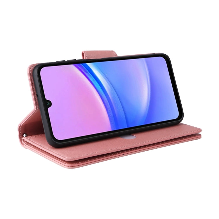 For Galaxy A16 5G Rivet Buckle 9 Cards Three Fold Leather Phone Case