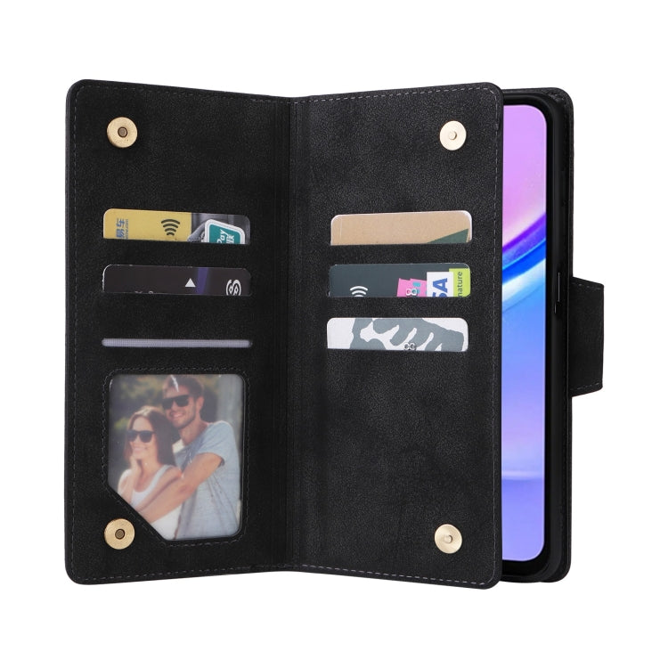 For Galaxy A16 5G Rivet Buckle 9 Cards Three Fold Leather Phone Case
