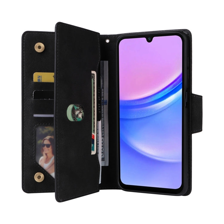 For Galaxy A16 5G Rivet Buckle 9 Cards Three Fold Leather Phone Case