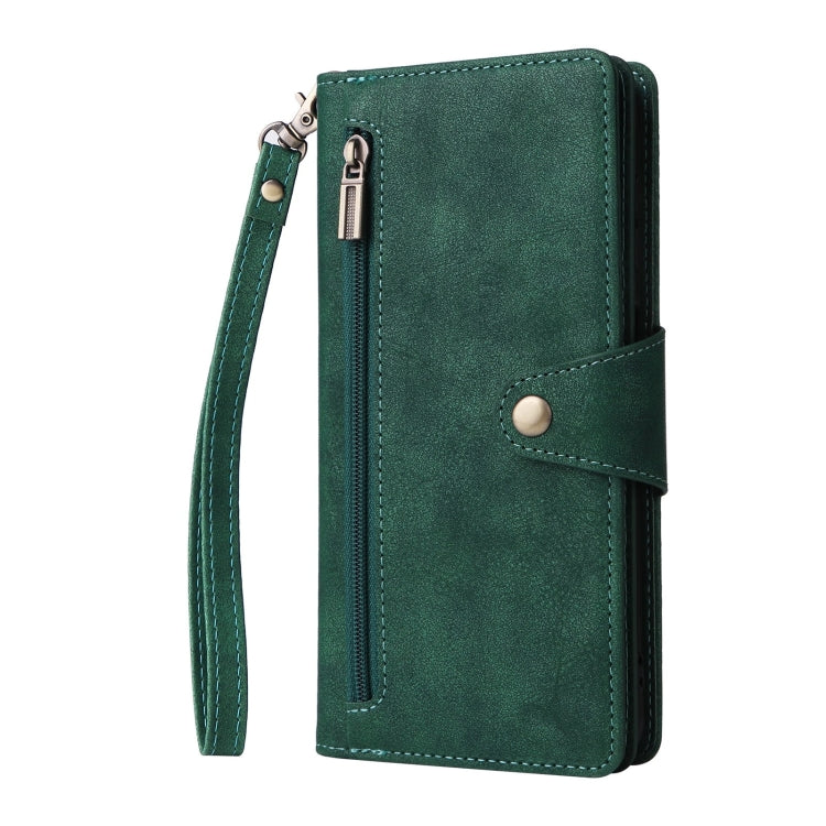 For Galaxy A16 5G Rivet Buckle 9 Cards Three Fold Leather Phone Case