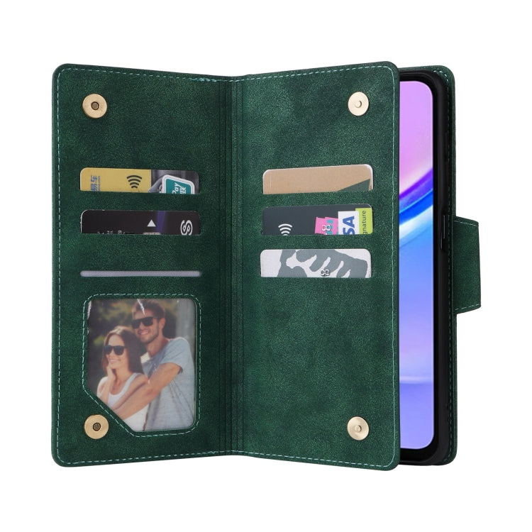 For Galaxy A16 5G Rivet Buckle 9 Cards Three Fold Leather Phone Case