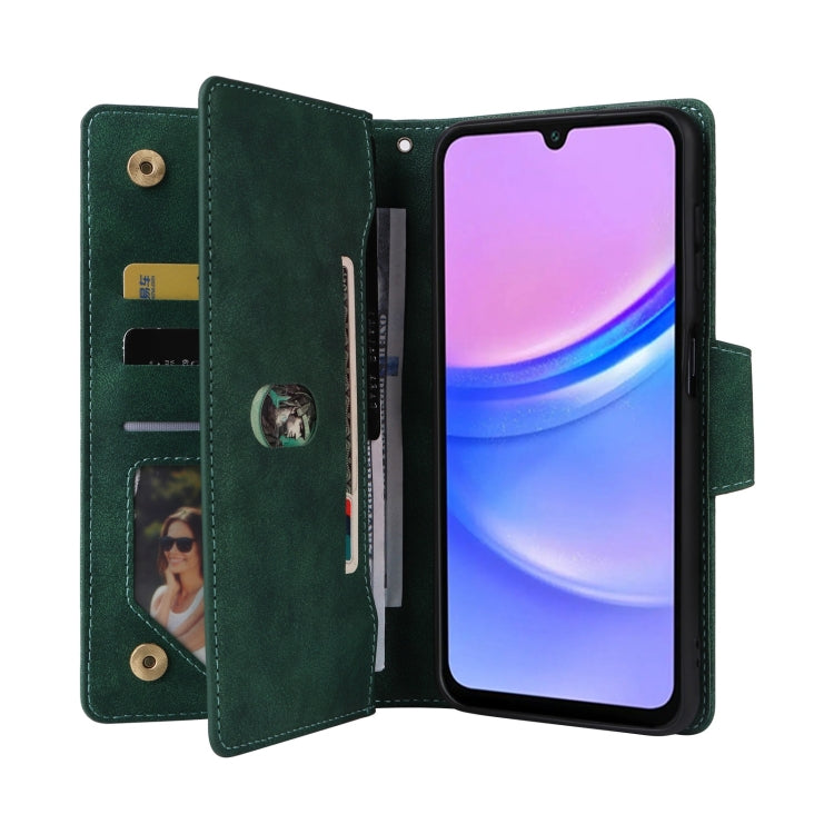 For Galaxy A16 5G Rivet Buckle 9 Cards Three Fold Leather Phone Case