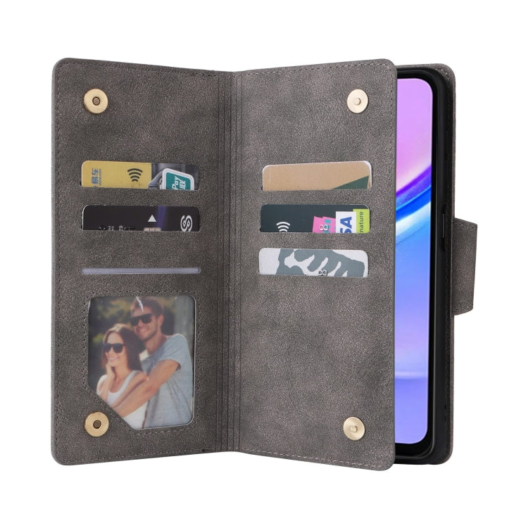 For Galaxy A16 5G Rivet Buckle 9 Cards Three Fold Leather Phone Case