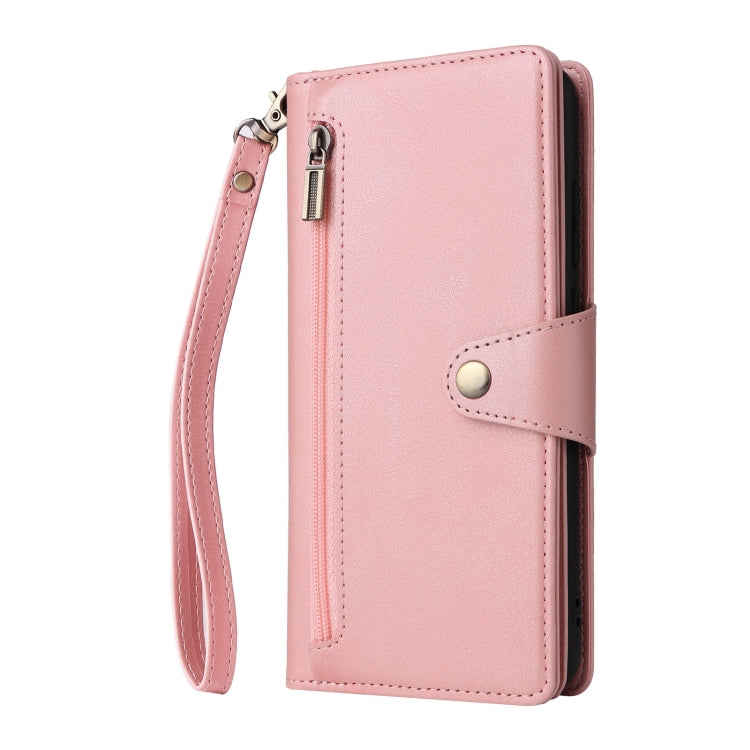 For Galaxy A06 4G Rivet Buckle 9 Cards Three Fold Leather Phone Case