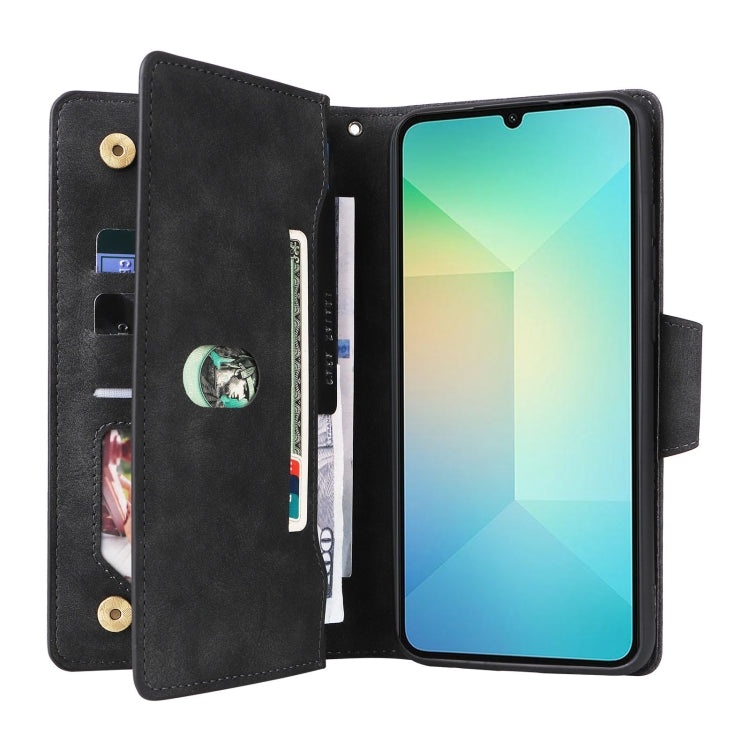 For Galaxy A06 4G Rivet Buckle 9 Cards Three Fold Leather Phone Case