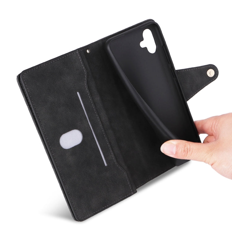 For Galaxy A06 4G Rivet Buckle 9 Cards Three Fold Leather Phone Case