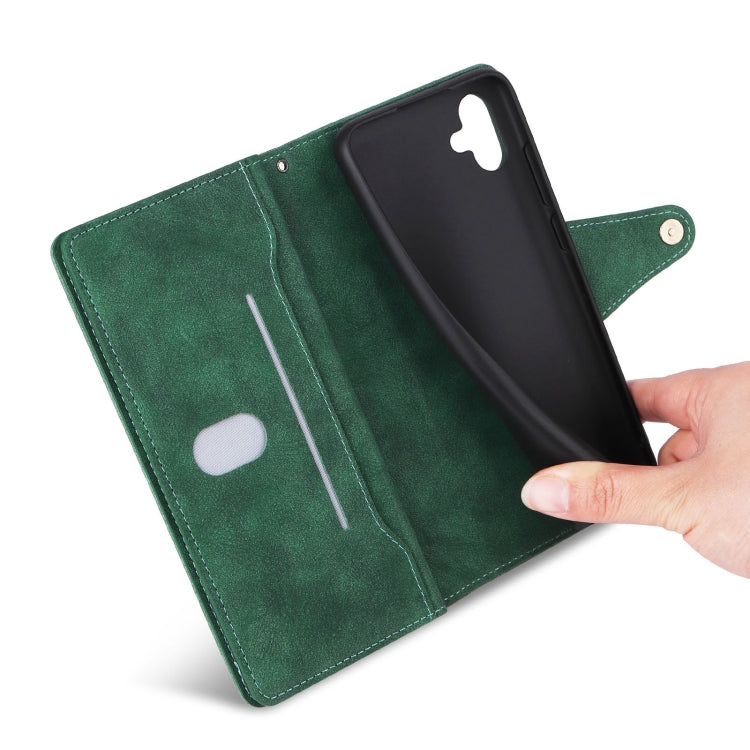 For Galaxy A06 4G Rivet Buckle 9 Cards Three Fold Leather Phone Case