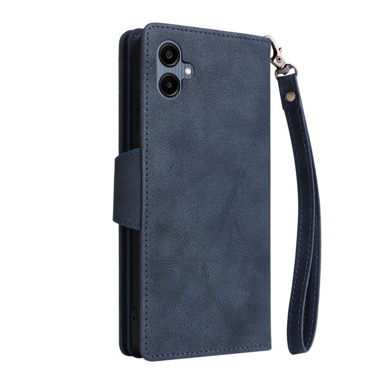 For Galaxy A06 4G Rivet Buckle 9 Cards Three Fold Leather Phone Case