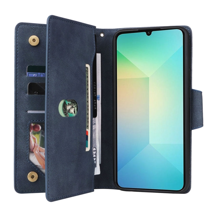 For Galaxy A06 4G Rivet Buckle 9 Cards Three Fold Leather Phone Case