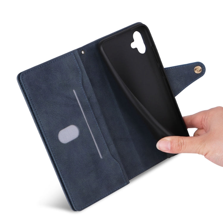 For Galaxy A06 4G Rivet Buckle 9 Cards Three Fold Leather Phone Case