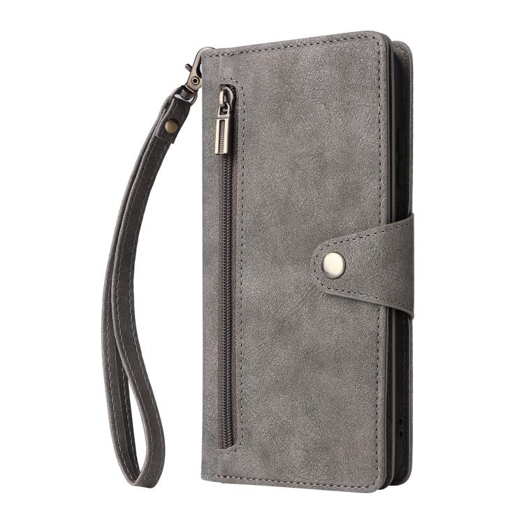 For Galaxy A06 4G Rivet Buckle 9 Cards Three Fold Leather Phone Case
