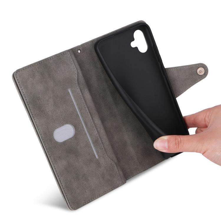 For Galaxy A06 4G Rivet Buckle 9 Cards Three Fold Leather Phone Case