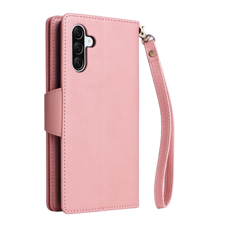 For Galaxy A36 5G Rivet Buckle 9 Cards Three Fold Leather Phone Case