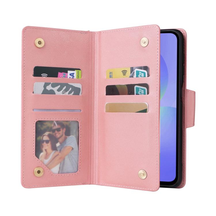 For Galaxy A36 5G Rivet Buckle 9 Cards Three Fold Leather Phone Case
