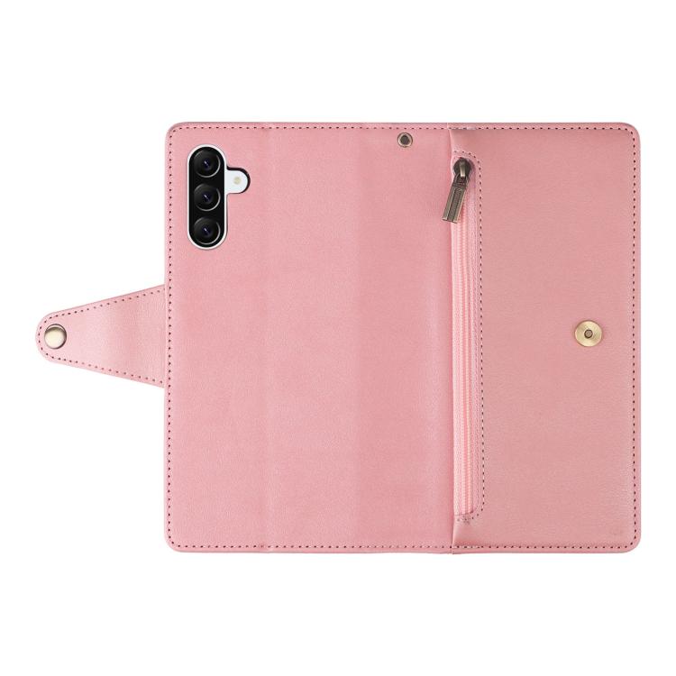 For Galaxy A36 5G Rivet Buckle 9 Cards Three Fold Leather Phone Case