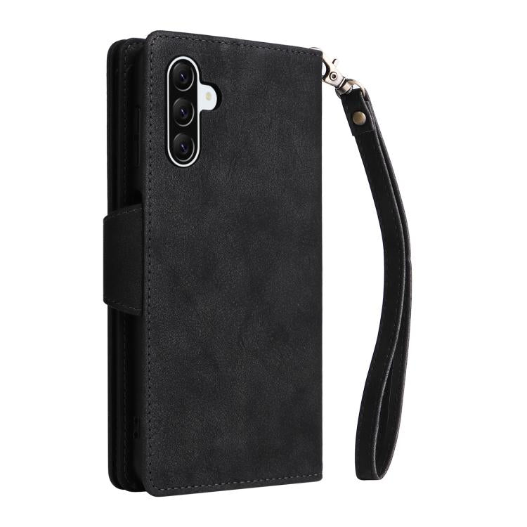 For Galaxy A36 5G Rivet Buckle 9 Cards Three Fold Leather Phone Case