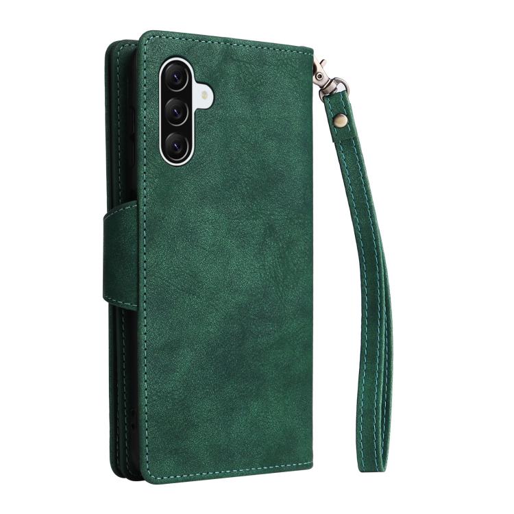 For Galaxy A36 5G Rivet Buckle 9 Cards Three Fold Leather Phone Case