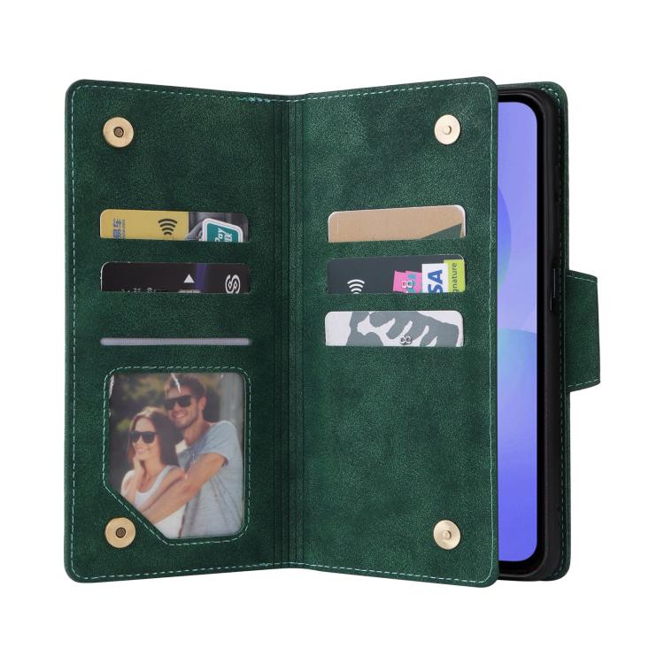 For Galaxy A36 5G Rivet Buckle 9 Cards Three Fold Leather Phone Case
