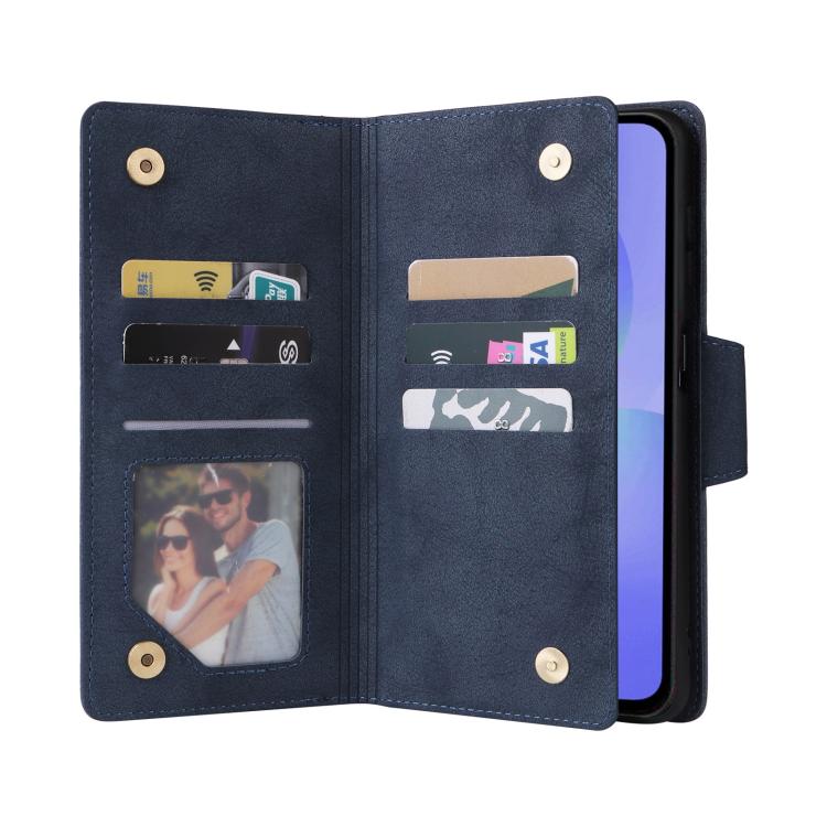 For Galaxy A36 5G Rivet Buckle 9 Cards Three Fold Leather Phone Case
