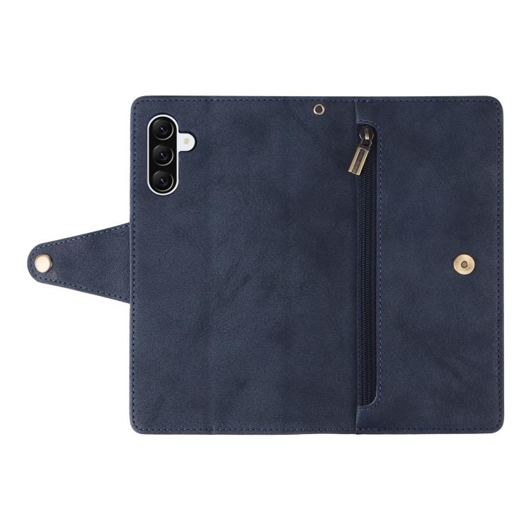 For Galaxy A36 5G Rivet Buckle 9 Cards Three Fold Leather Phone Case