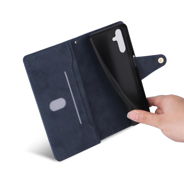 For Galaxy A36 5G Rivet Buckle 9 Cards Three Fold Leather Phone Case