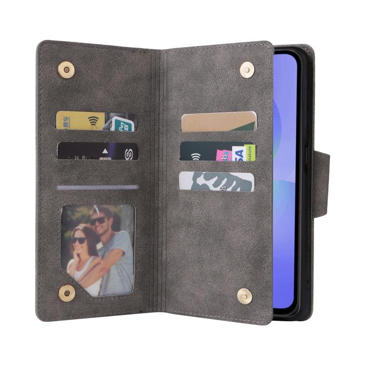 For Galaxy A36 5G Rivet Buckle 9 Cards Three Fold Leather Phone Case