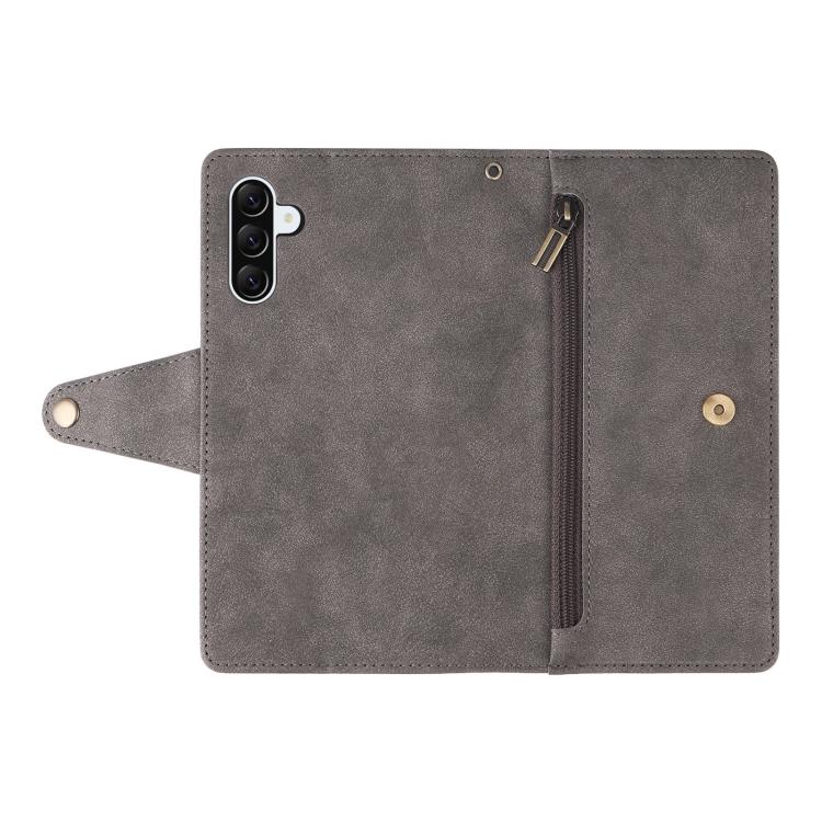 For Galaxy A36 5G Rivet Buckle 9 Cards Three Fold Leather Phone Case