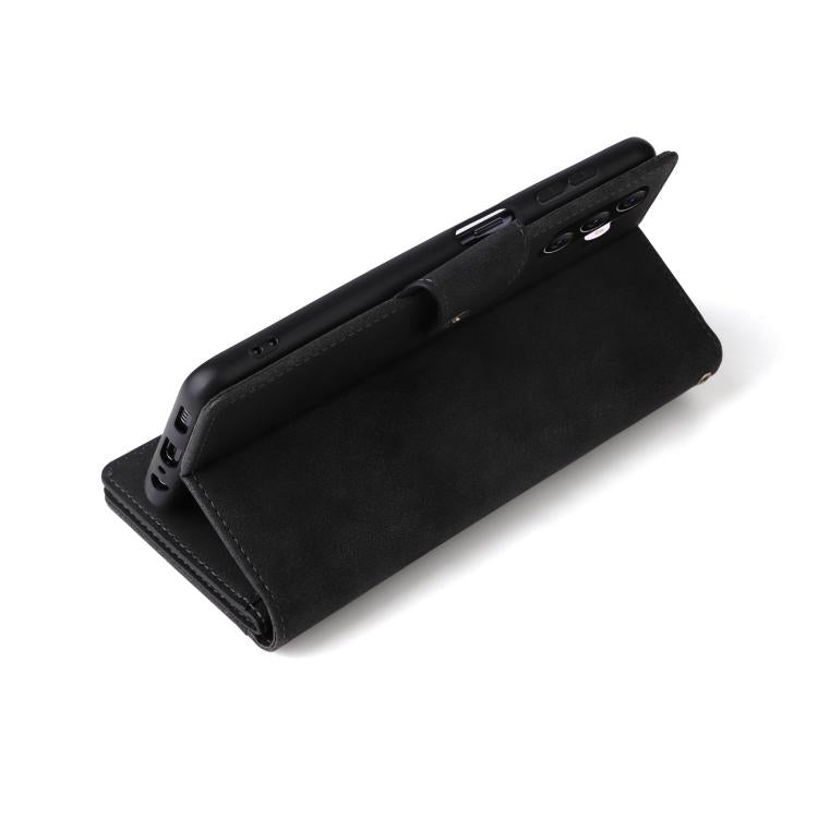 For Galaxy A56 5G Rivet Buckle 9 Cards Three Fold Leather Phone Case