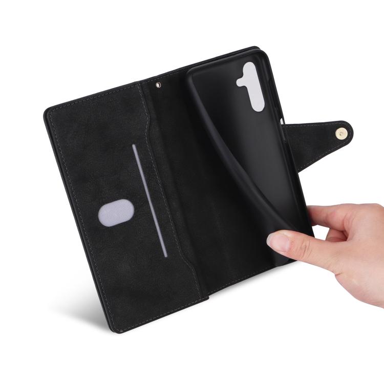 For Galaxy A56 5G Rivet Buckle 9 Cards Three Fold Leather Phone Case