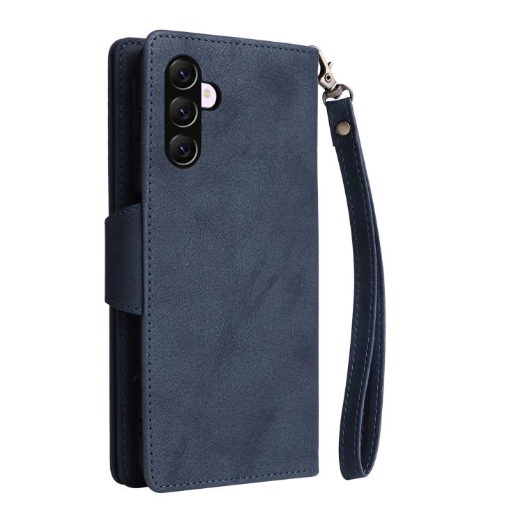 For Galaxy A56 5G Rivet Buckle 9 Cards Three Fold Leather Phone Case