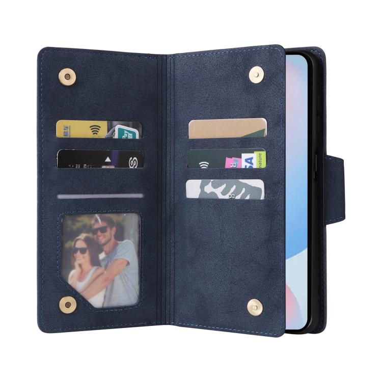 For Galaxy A56 5G Rivet Buckle 9 Cards Three Fold Leather Phone Case