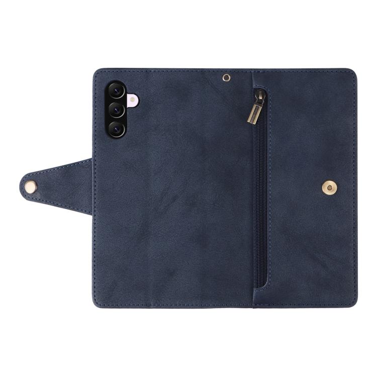For Galaxy A56 5G Rivet Buckle 9 Cards Three Fold Leather Phone Case