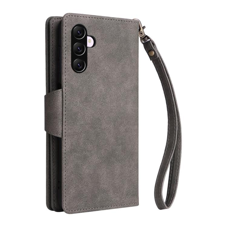 For Galaxy A56 5G Rivet Buckle 9 Cards Three Fold Leather Phone Case