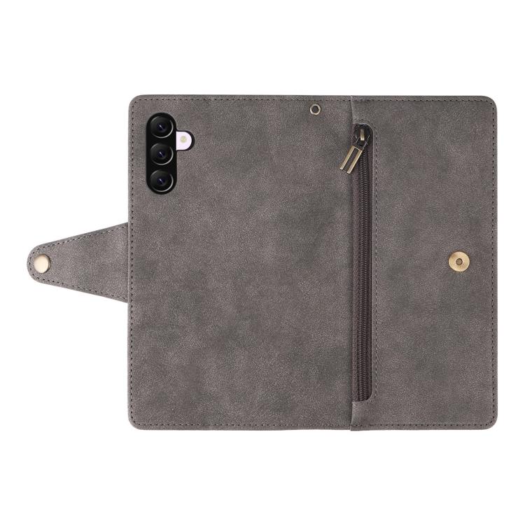 For Galaxy A56 5G Rivet Buckle 9 Cards Three Fold Leather Phone Case