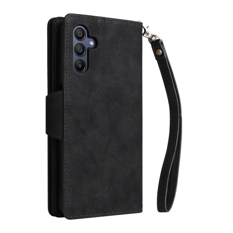For Galaxy A26 5G Rivet Buckle 9 Cards Three Fold Leather Phone Case