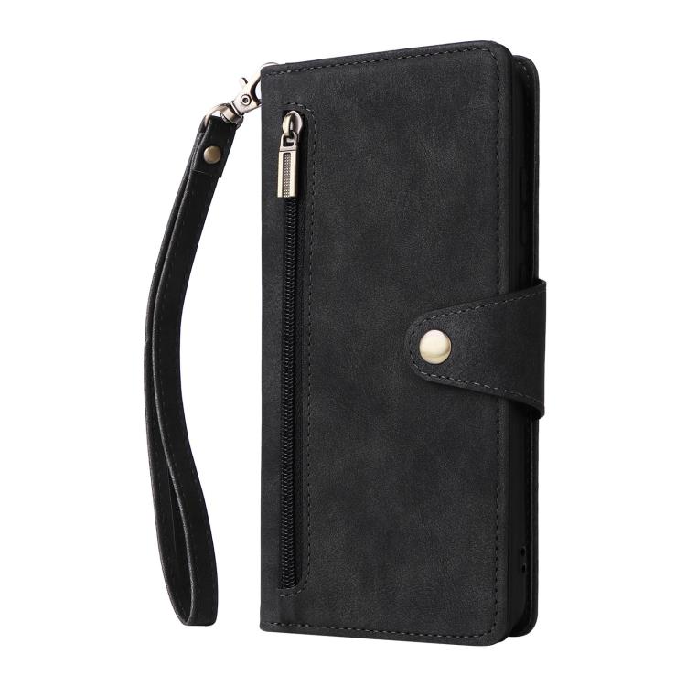 For Galaxy A07 4G / 5G Rivet Buckle 9 Cards Three Fold Leather Phone Case