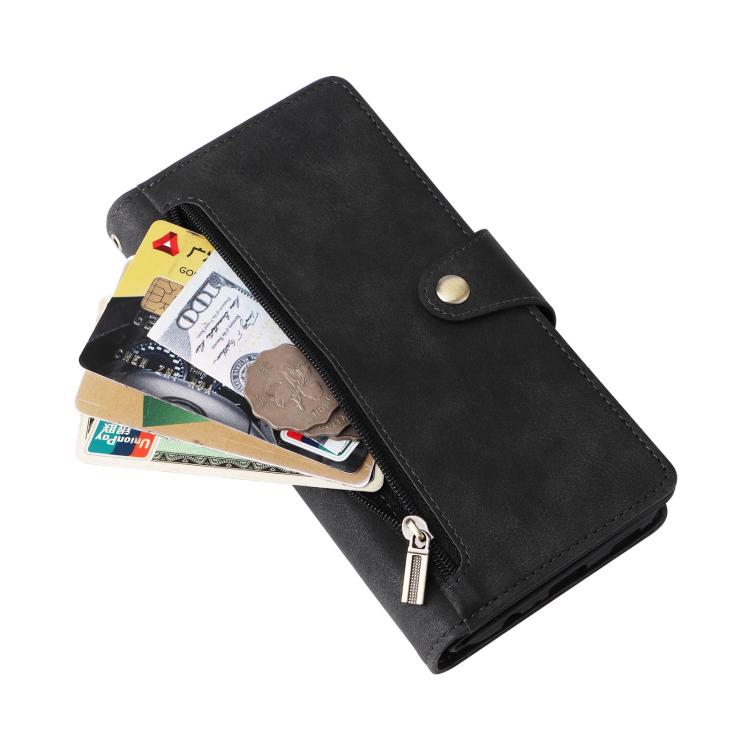 For Galaxy A07 4G / 5G Rivet Buckle 9 Cards Three Fold Leather Phone Case