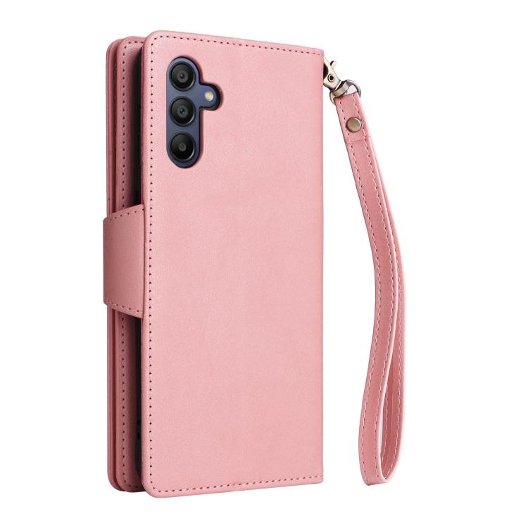 For Galaxy A17 5G Rivet Buckle 9 Cards Three Fold Leather Phone Case
