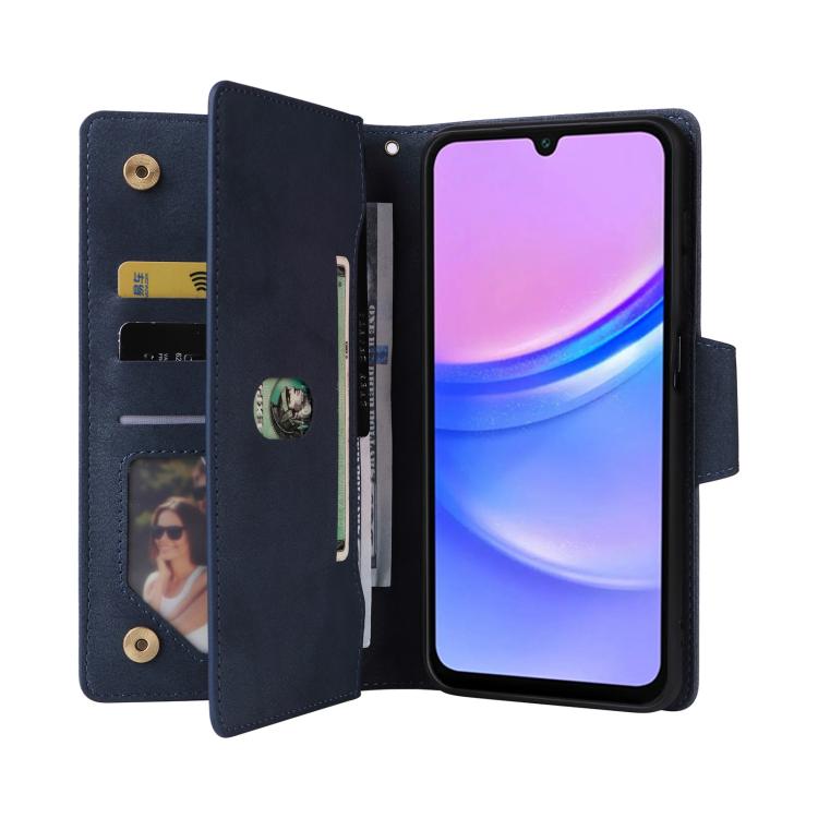 For Galaxy A17 5G Rivet Buckle 9 Cards Three Fold Leather Phone Case
