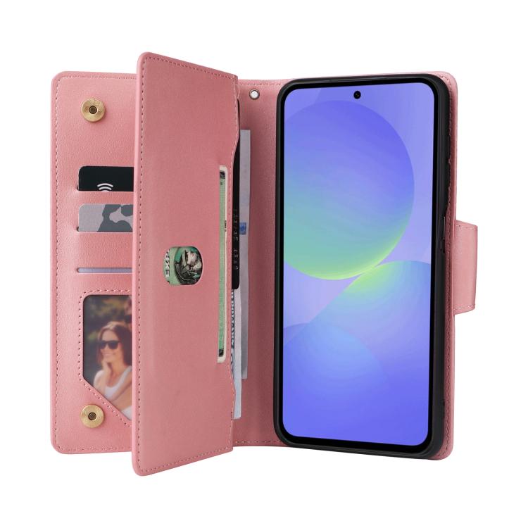 For Galaxy A37 5G Rivet Buckle 9 Cards Three Fold Leather Phone Case