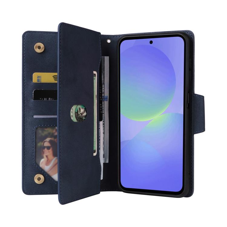 For Galaxy A37 5G Rivet Buckle 9 Cards Three Fold Leather Phone Case