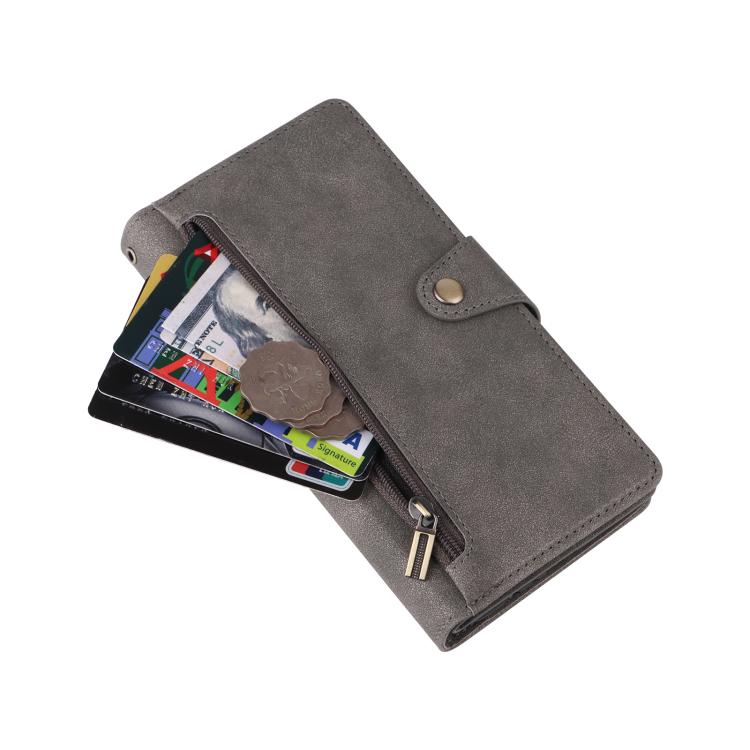 For Galaxy A57 5G Rivet Buckle 9 Cards Three Fold Leather Phone Case