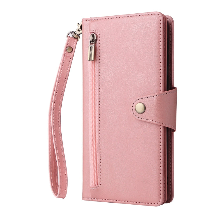 For Redmi Note 12 4G Rivet Buckle 9 Cards Three Fold Leather Phone Case