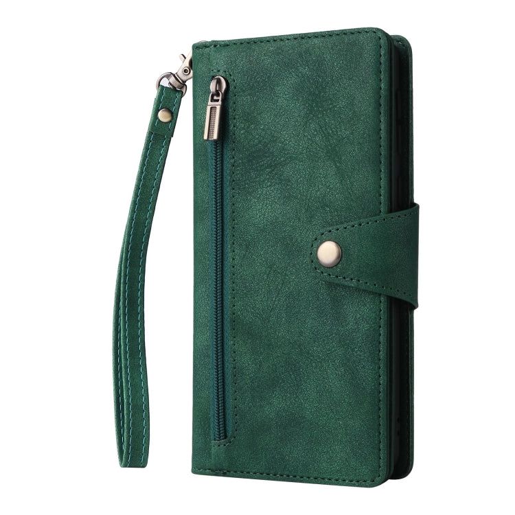 For Redmi Note 12 4G Rivet Buckle 9 Cards Three Fold Leather Phone Case