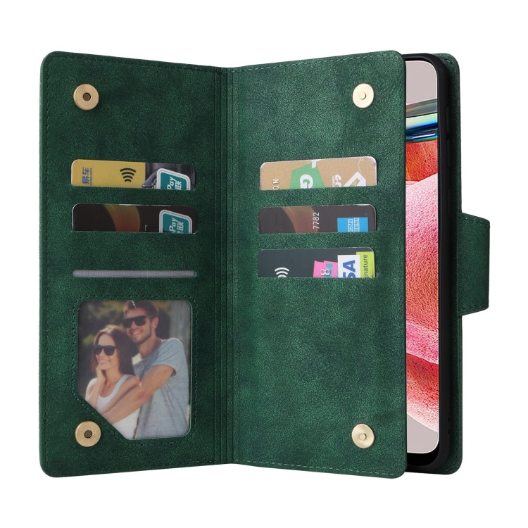 For Redmi Note 12 4G Rivet Buckle 9 Cards Three Fold Leather Phone Case