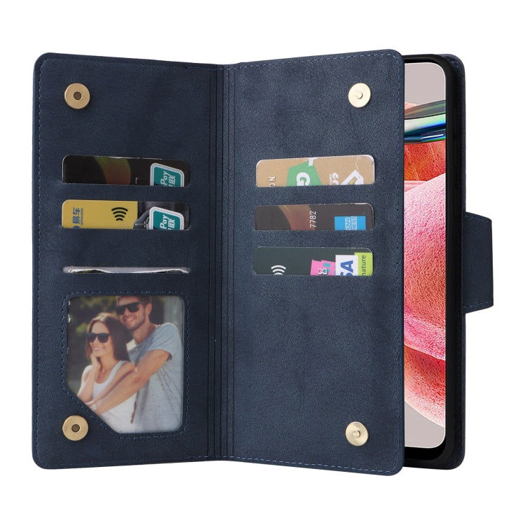 For Redmi Note 12 4G Rivet Buckle 9 Cards Three Fold Leather Phone Case