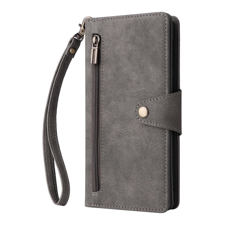 For Redmi Note 12 4G Rivet Buckle 9 Cards Three Fold Leather Phone Case