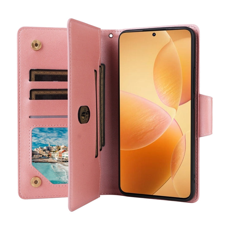 For Xiaomi 14T Pro Global Rivet Buckle 9 Cards Three Fold Leather Phone Case